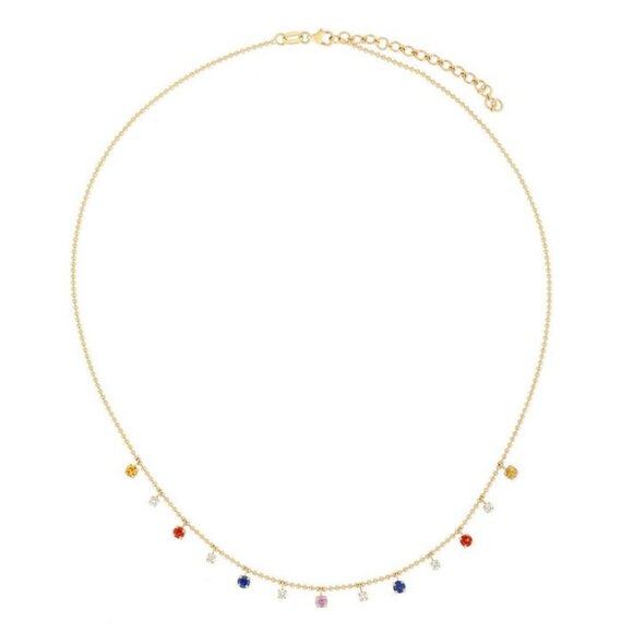 Crescent Blue Sapphire 14K (or 18k upon request) Yellow Gold Moon Necklace